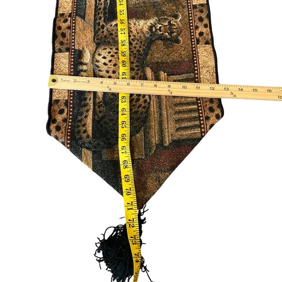 Vintage Elegant Cheetah Tapestry Table Runner Tassels Animal Print African - Picture 3 of 6